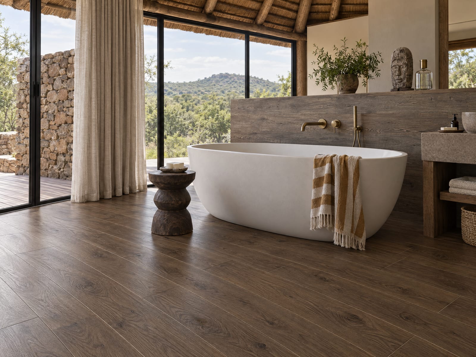 Cocoa Oak Floorious Glue-Down flooring installed in a room