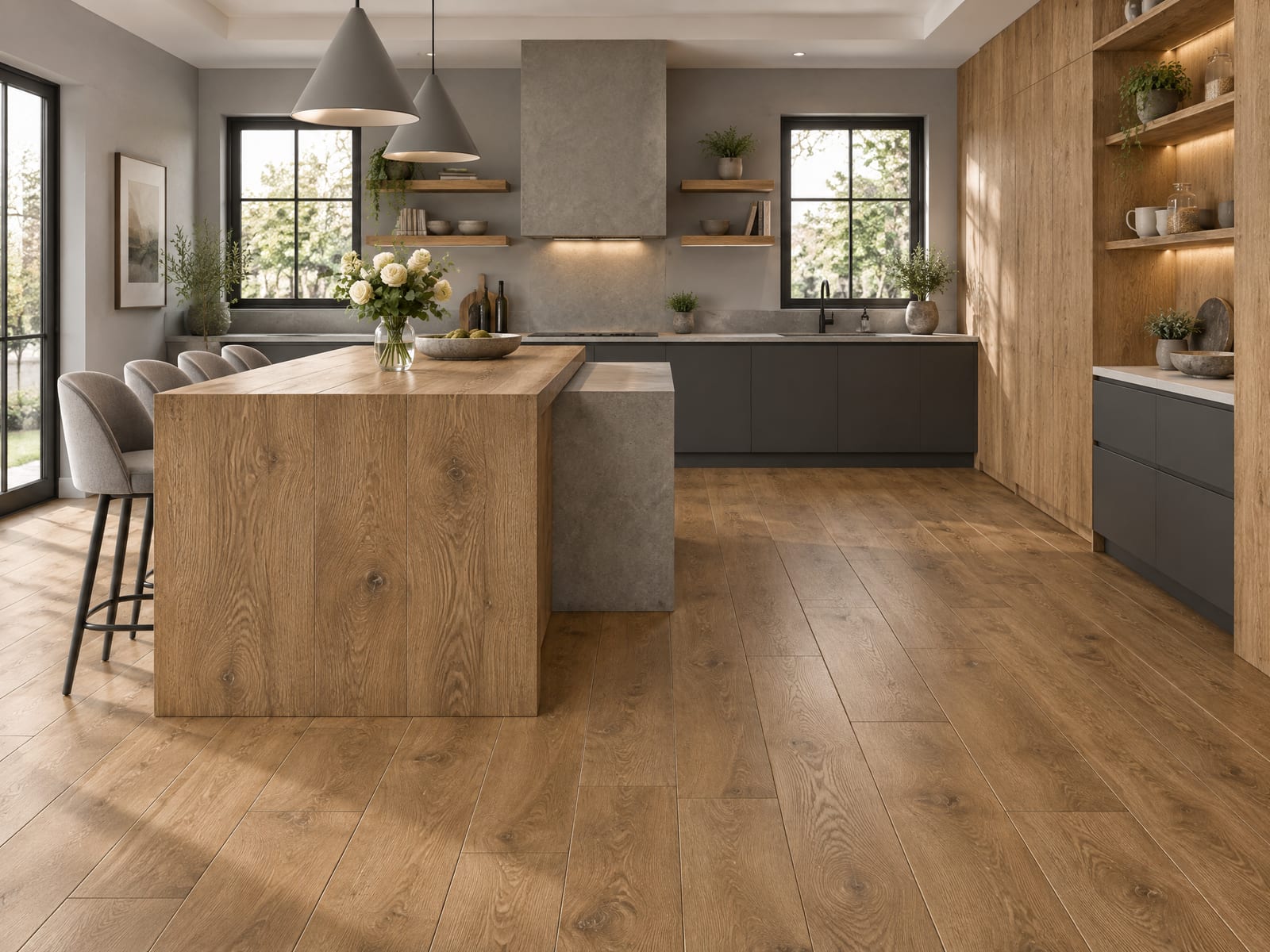 Amber Oak Floorious Hush flooring installed in a room