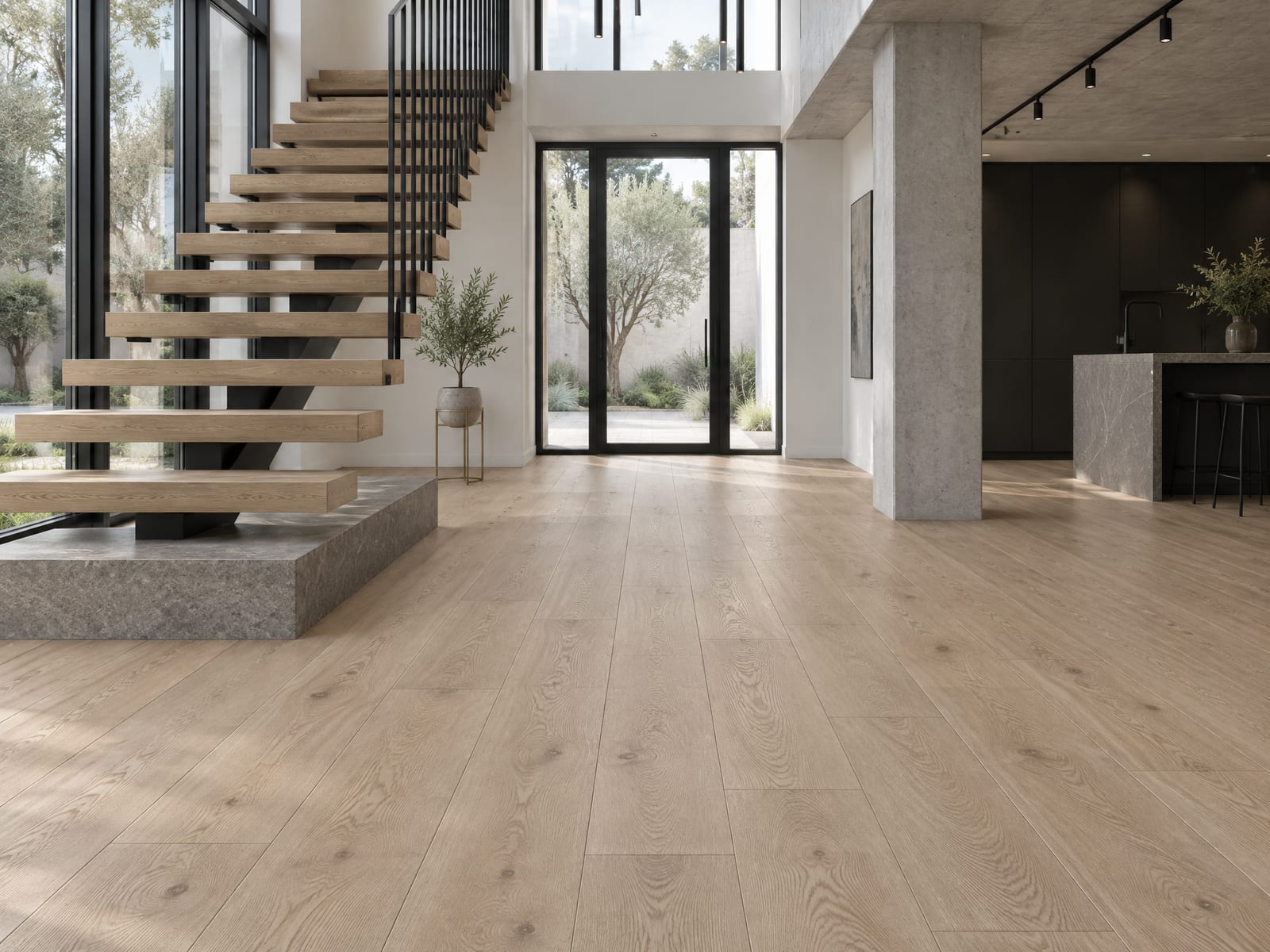 Pebble Oak Floorious Hush flooring installed in a room