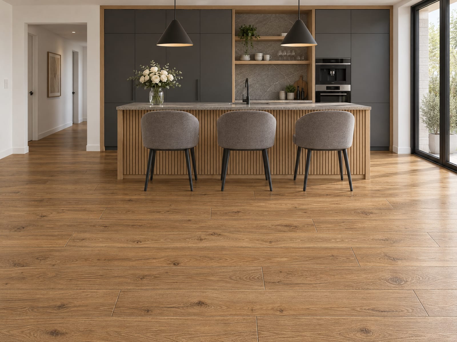 Amber Oak Floorious Original flooring installed in a room