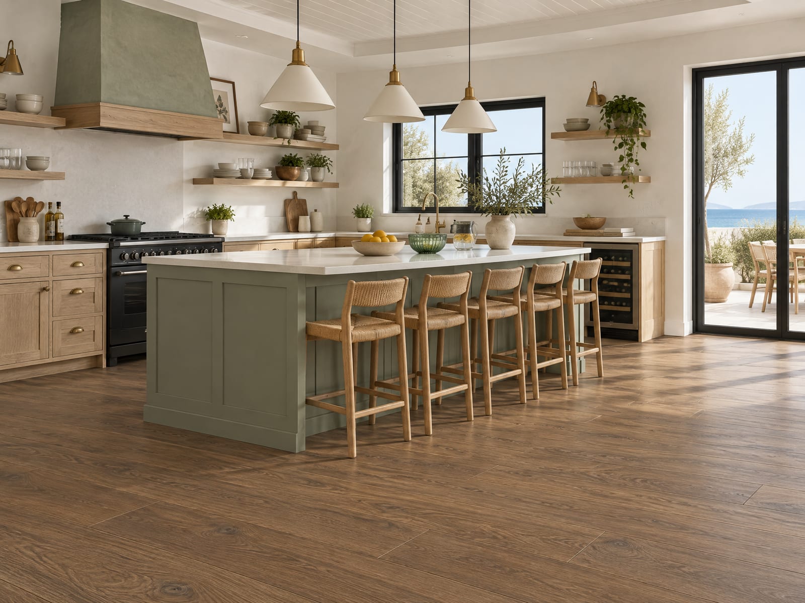Amber Walnut Floorious Matte XXL flooring installed in a room