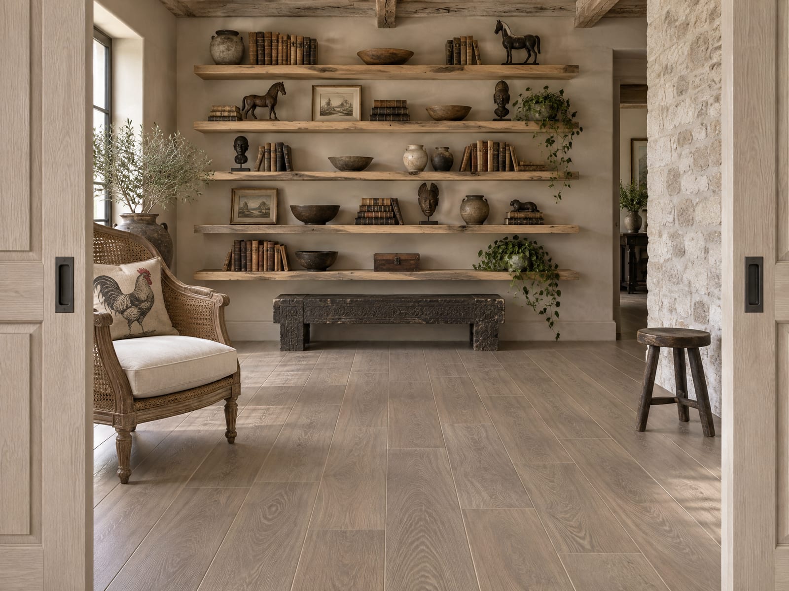 Stone Walnut Floorious Matte XXL flooring installed in a room