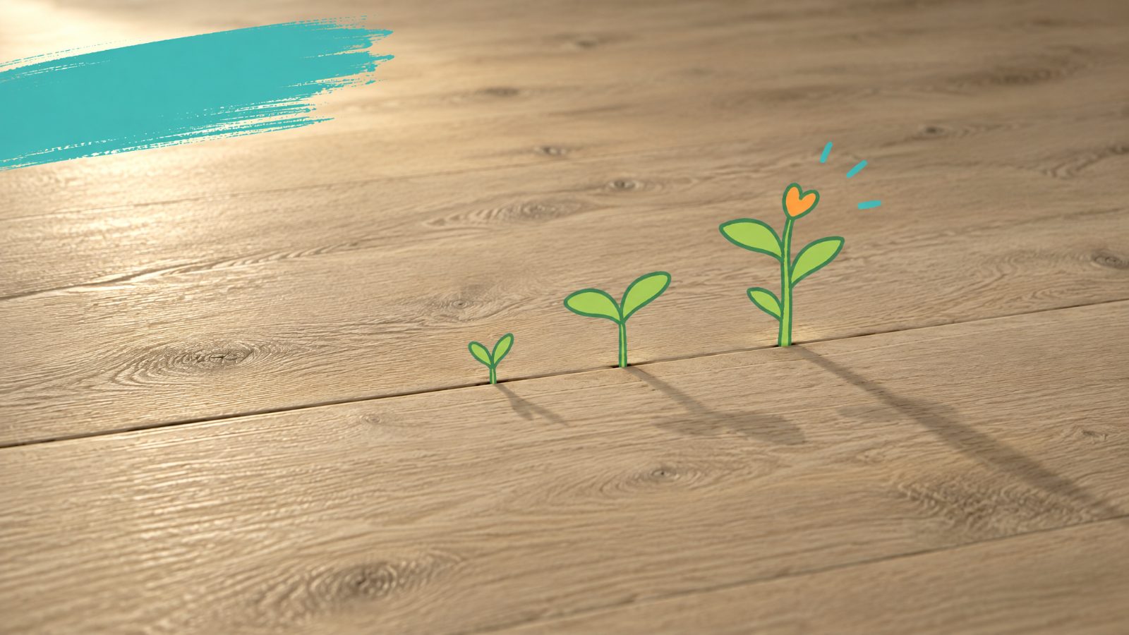 Floorious planks with greenery