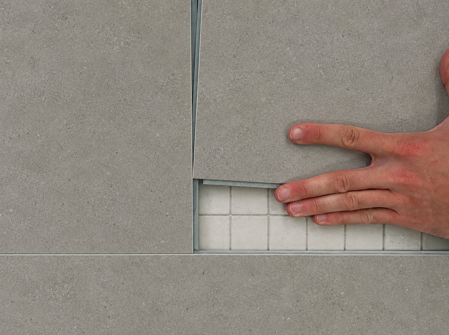 A Floorious wall panel fitted directly over existing tiles